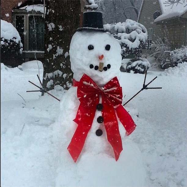 Senior Zachary Bertrand (@zach0mac25) photographs his snowman.