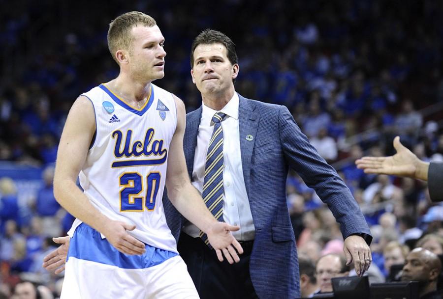 UCLA coach Steve Alford and his son Bryce (20) are headed to the Sweet 16. The Bruins are the highest seed left in the tournament.