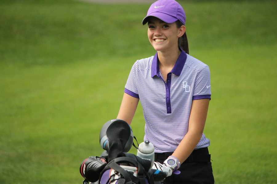 Junior+Adrienne+Pemberton+leads+the+girls+golf+in+scoring+average+as+they+enter+sectionals+Friday+at+South+Grove.