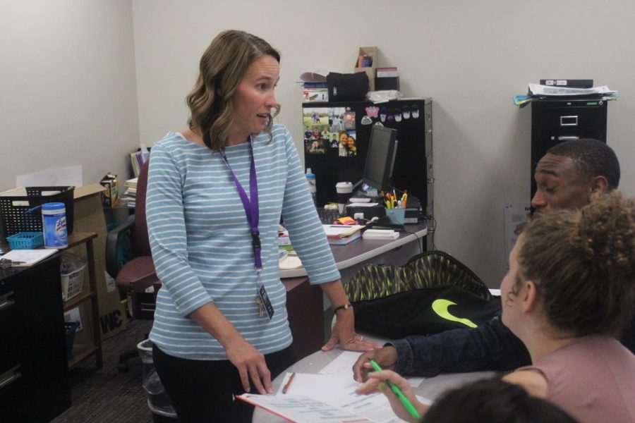 Danelle Chin spends her first day teaching in the Area 31 Career Center. Chin was one of our school nurses last year.