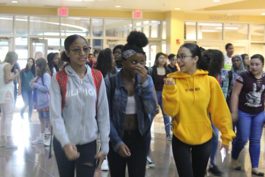 Students enter the Ninth Grade Center Wednesday morning. The NGC was founded in 2005 and helps prepare students for high school life.
