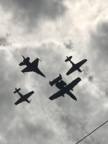 Flyovers like this are common Memorial Day weekend in Indianapolis as Memorial Day is celebrated during the Indianapolis 500.