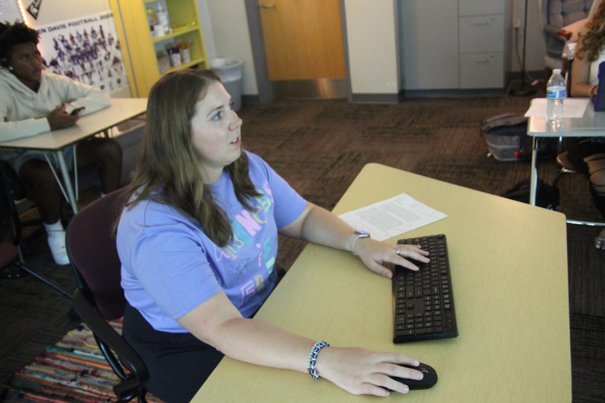 English teacher Ashley Bonzani runs the after-school tutoring program that meets twice a week.